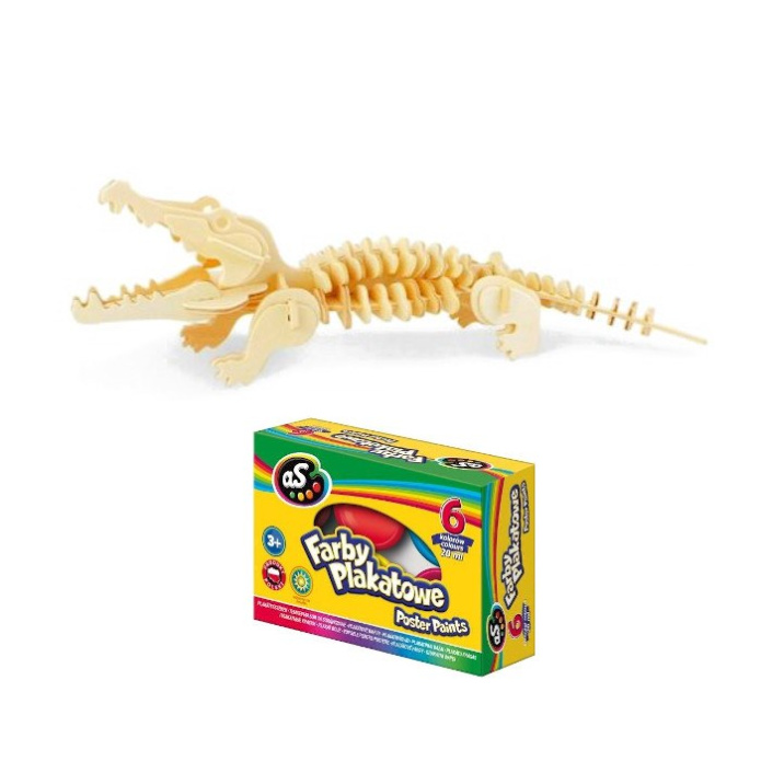 Model 3D Krokodyl + farbki ZESTAW